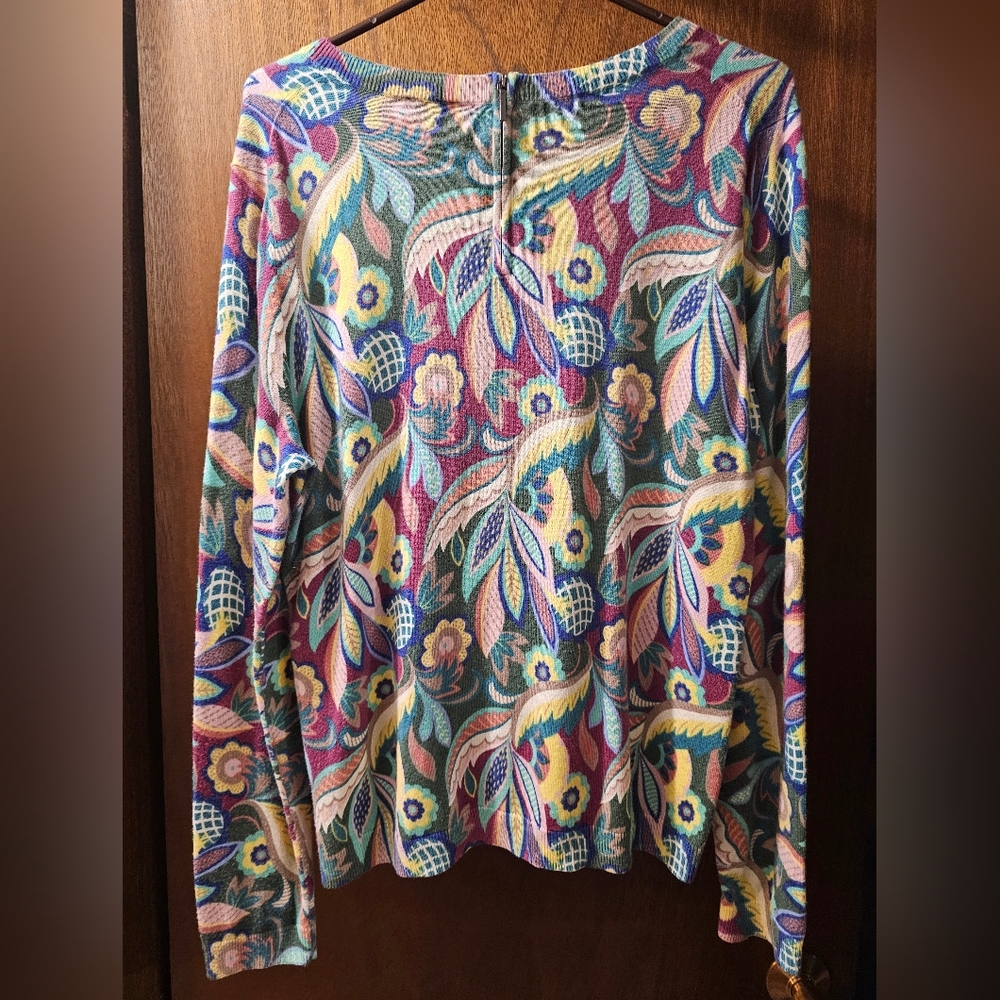 Women's Size L Talbot's  Colorful Patterned Long Sleeve Sweater SOFT - Picture 3 of 13